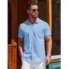 imageCOOFANDY Mens Short Sleeve Dress Shirts Button Down Shirts Regular Fit Business Casual Shirt with PocketLight Blue