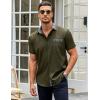 imageCOOFANDY Mens Short Sleeve Dress Shirts Casual Wrinkle Free Shirt Plaid Collar Summer Button Down ShirtsArmy Green