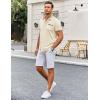 imageCOOFANDY Mens Short Sleeve Dress Shirts Casual Wrinkle Free Shirt Plaid Collar Summer Button Down ShirtsBeige