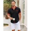 imageCOOFANDY Mens Short Sleeve Dress Shirts Casual Wrinkle Free Shirt Plaid Collar Summer Button Down ShirtsBlackred