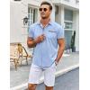 imageCOOFANDY Mens Short Sleeve Dress Shirts Casual Wrinkle Free Shirt Plaid Collar Summer Button Down ShirtsClear Blue