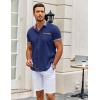 imageCOOFANDY Mens Short Sleeve Dress Shirts Casual Wrinkle Free Shirt Plaid Collar Summer Button Down ShirtsDark Blue