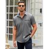 imageCOOFANDY Mens Short Sleeve Dress Shirts Casual Wrinkle Free Shirt Plaid Collar Summer Button Down ShirtsGrey