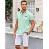 imageCOOFANDY Mens Short Sleeve Dress Shirts Casual Wrinkle Free Shirt Plaid Collar Summer Button Down ShirtsLight Green