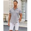 imageCOOFANDY Mens Short Sleeve Dress Shirts Casual Wrinkle Free Shirt Plaid Collar Summer Button Down ShirtsLight Grey