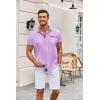 imageCOOFANDY Mens Short Sleeve Dress Shirts Casual Wrinkle Free Shirt Plaid Collar Summer Button Down ShirtsLight Purple