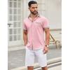 imageCOOFANDY Mens Short Sleeve Dress Shirts Casual Wrinkle Free Shirt Plaid Collar Summer Button Down ShirtsPinkstripe
