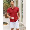 imageCOOFANDY Mens Short Sleeve Dress Shirts Casual Wrinkle Free Shirt Plaid Collar Summer Button Down ShirtsRed