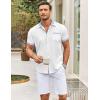 imageCOOFANDY Mens Short Sleeve Dress Shirts Casual Wrinkle Free Shirt Plaid Collar Summer Button Down ShirtsWhiteblue Stripe