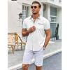 imageCOOFANDY Mens Short Sleeve Dress Shirts Casual Wrinkle Free Shirt Plaid Collar Summer Button Down ShirtsWhitestripe
