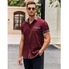 imageCOOFANDY Mens Short Sleeve Dress Shirts Casual Wrinkle Free Shirt Plaid Collar Summer Button Down ShirtsWine Red