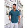 imageCOOFANDY Mens Short Sleeve Dress Shirts Wrinkle Free Business Casual Button Down Shirt with PocketBlue