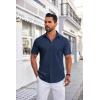 imageCOOFANDY Mens Short Sleeve Dress Shirts Wrinkle Free Business Casual Button Down Shirt with PocketNavy Blue