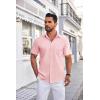 imageCOOFANDY Mens Short Sleeve Dress Shirts Wrinkle Free Business Casual Button Down Shirt with PocketPink
