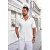 imageCOOFANDY Mens Short Sleeve Dress Shirts Wrinkle Free Business Casual Button Down Shirt with PocketWhite