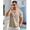 imageCOOFANDY Mens Short Sleeve Knit Shirt Casual Button Down Shirt Vintage Striped Knitted Golf Beach TopsApricot