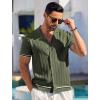 imageCOOFANDY Mens Short Sleeve Knit Shirt Casual Button Down Shirt Vintage Striped Knitted Golf Beach TopsArmy Green