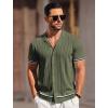 imageCOOFANDY Mens Short Sleeve Knit Shirt Casual Button Down Shirt Vintage Striped Knitted Golf Beach TopsArmy Green