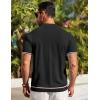 imageCOOFANDY Mens Short Sleeve Knit Shirt Casual Button Down Shirt Vintage Striped Knitted Golf Beach TopsBlack