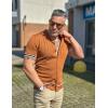 imageCOOFANDY Mens Short Sleeve Knit Shirt Casual Button Down Shirt Vintage Striped Knitted Golf Beach TopsBrown