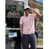 imageCOOFANDY Mens Short Sleeve Knit Shirt Casual Button Down Shirt Vintage Striped Knitted Golf Beach TopsLight Pink