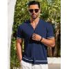 imageCOOFANDY Mens Short Sleeve Knit Shirt Casual Button Down Shirt Vintage Striped Knitted Golf Beach TopsNavy Blue