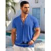 imageCOOFANDY Mens Short Sleeve Knit Shirt Casual Button Down Shirt Vintage Striped Knitted Golf Beach TopsRoyal Blue