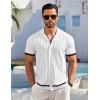 imageCOOFANDY Mens Short Sleeve Knit Shirt Casual Button Down Shirt Vintage Striped Knitted Golf Beach TopsWhite