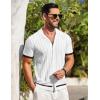 imageCOOFANDY Mens Short Sleeve Knit Shirt Casual Button Down Shirt Vintage Striped Knitted Golf Beach TopsWhite