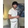 imageCOOFANDY Mens Short Sleeve Knit Shirt Casual Button Down Shirt Vintage Striped Knitted Golf Beach TopsWhite