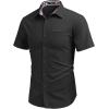 imageCOOFANDY Mens Short Sleeve Oxford Dress Shirt Chambray Button Down Work Shirt Casual Plaid Collar ShirtsBlack