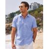 imageCOOFANDY Mens Short Sleeve Oxford Dress Shirt Chambray Button Down Work Shirt Casual Plaid Collar ShirtsSky Blue