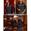 imageCOOFANDY Mens Silk Satin Dress Shirts Jacquard Long Sleeve Floral Button Up Shirts Party Prom Wedding ShirtBlack