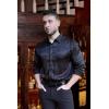 imageCOOFANDY Mens Silk Satin Dress Shirts Jacquard Long Sleeve Floral Button Up Shirts Party Prom Wedding ShirtBlack