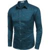 imageCOOFANDY Mens Silk Satin Dress Shirts Jacquard Long Sleeve Floral Button Up Shirts Party Prom Wedding ShirtBlue Floral