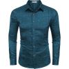 imageCOOFANDY Mens Silk Satin Dress Shirts Jacquard Long Sleeve Floral Button Up Shirts Party Prom Wedding ShirtBlue Floral