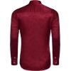 imageCOOFANDY Mens Silk Satin Dress Shirts Jacquard Long Sleeve Floral Button Up Shirts Party Prom Wedding ShirtBurgundy