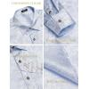 imageCOOFANDY Mens Silk Satin Dress Shirts Jacquard Long Sleeve Floral Button Up Shirts Party Prom Wedding ShirtClear Blue