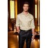 imageCOOFANDY Mens Silk Satin Dress Shirts Jacquard Long Sleeve Floral Button Up Shirts Party Prom Wedding ShirtCream Rose