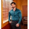 imageCOOFANDY Mens Silk Satin Dress Shirts Jacquard Long Sleeve Floral Button Up Shirts Party Prom Wedding ShirtDark Blue