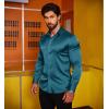 imageCOOFANDY Mens Silk Satin Dress Shirts Jacquard Long Sleeve Floral Button Up Shirts Party Prom Wedding ShirtDark Blue