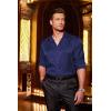 imageCOOFANDY Mens Silk Satin Dress Shirts Jacquard Long Sleeve Floral Button Up Shirts Party Prom Wedding ShirtDeep Blue