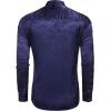 imageCOOFANDY Mens Silk Satin Dress Shirts Jacquard Long Sleeve Floral Button Up Shirts Party Prom Wedding ShirtDeep Blue