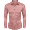 imageCOOFANDY Mens Silk Satin Dress Shirts Jacquard Long Sleeve Floral Button Up Shirts Party Prom Wedding ShirtDusty Pink