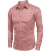 imageCOOFANDY Mens Silk Satin Dress Shirts Jacquard Long Sleeve Floral Button Up Shirts Party Prom Wedding ShirtDusty Pink