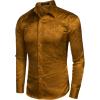 imageCOOFANDY Mens Silk Satin Dress Shirts Jacquard Long Sleeve Floral Button Up Shirts Party Prom Wedding ShirtGold