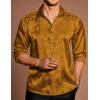 imageCOOFANDY Mens Silk Satin Dress Shirts Jacquard Long Sleeve Floral Button Up Shirts Party Prom Wedding ShirtGold