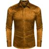 imageCOOFANDY Mens Silk Satin Dress Shirts Jacquard Long Sleeve Floral Button Up Shirts Party Prom Wedding ShirtGold