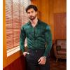 imageCOOFANDY Mens Silk Satin Dress Shirts Jacquard Long Sleeve Floral Button Up Shirts Party Prom Wedding ShirtGreen Rose Jacquard