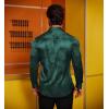 imageCOOFANDY Mens Silk Satin Dress Shirts Jacquard Long Sleeve Floral Button Up Shirts Party Prom Wedding ShirtGreen Rose Jacquard